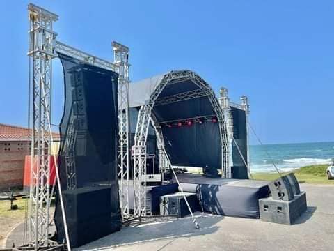 Stage and sound set up for wedding, corporate function, live concert
